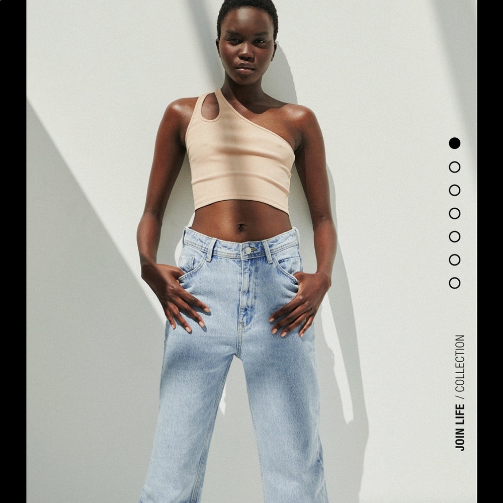 Zara asymmetric one shoulder crop top
